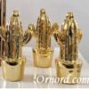 luxury Metallic Gold Ceramic Cactus
