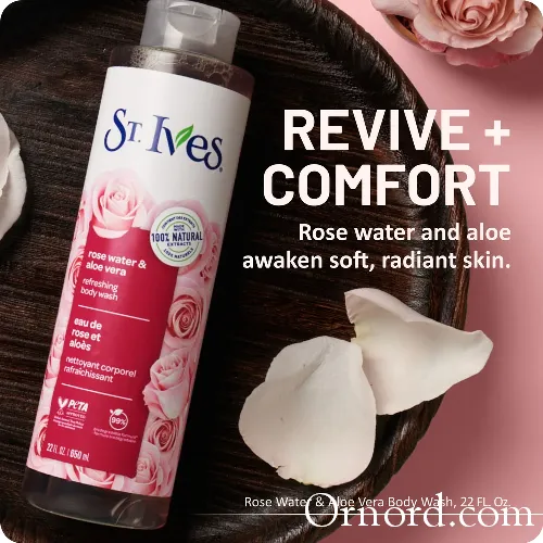 St. Ives Rose Water & Aloe Vera Body Wash, 22 fl oz / 650ml