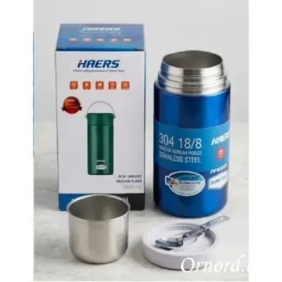 HAERS 304 Stainless Steel Thermal Food Flask with Handle & Folding Spoon. Liz433