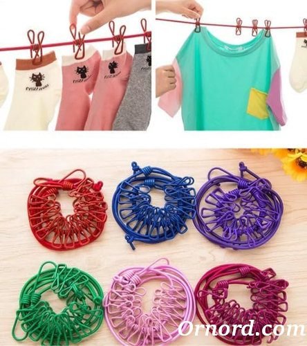 12pcs Portable Clothesline with Built-in Pegs- Bs654