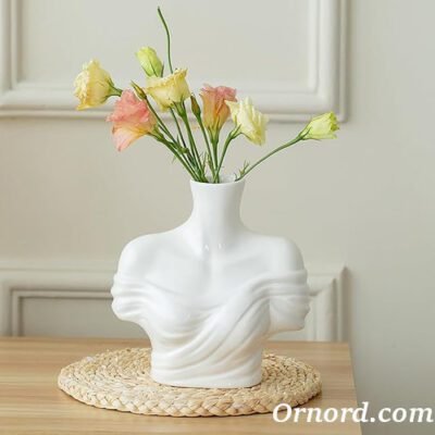 White Ceramic Female Torso Sculptural Vase