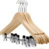 12pcs Premium Wooden Clothes Hanger with Adjustable Clips