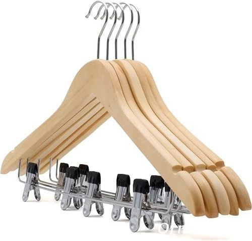 12pcs Premium Wooden Clothes Hanger with Adjustable Clips