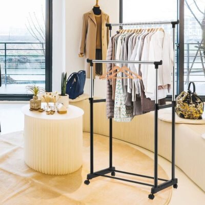 Double Rail Rolling Clothes Rack - Ch765