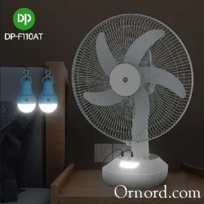 F110AT 16″ Solar Rechargeable Fan Kit. Panel & 2 Bulbs Included