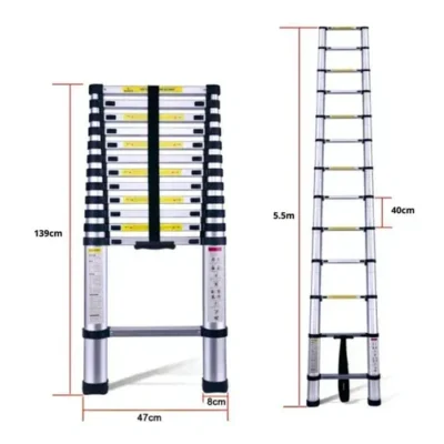 Heavy Duty Aluminium Telescopic Extension Ladder 5.5m Ob655