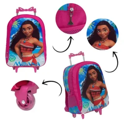 3-Piece Dora the Explorer Rolling Trolley Backpack Set with Lunch Bag & Pencil Case -Bs345