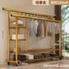 Heavy Duty Double Rail Rolling Garment Rack with Shelves 100kg Obt764