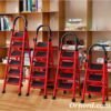 Red Multi-Height Folding Step Stool Ladders
