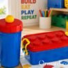 Kids Brick Theme Lunch Box Set with Matching Water Bottle – Red & Blue - Tm776