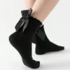 Ankle Socks with Satin Ribbon Bows & Scalloped Frill Trim. B543