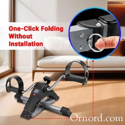 Foldable Arm and Leg Pedal Exerciser with Adjustable Resistance & Digital Display – Under-Desk Stationary Mini Bike -OYy476