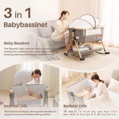 3-in-1 Portable Baby Bedside Sleeper Bassinet