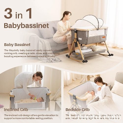 3-in-1 Portable Baby Bedside Sleeper Bassinet