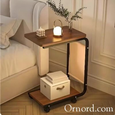 Nordic Mobile C-Shaped Sofa & Bedside Table with Side Storage Pocket - Rh654