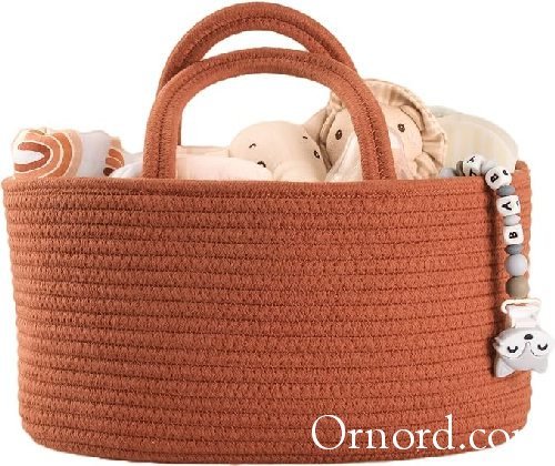 Woven Cotton Rope Baby Diaper Caddy Organizer